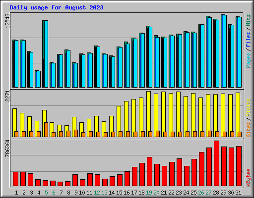 Daily usage for August 2023