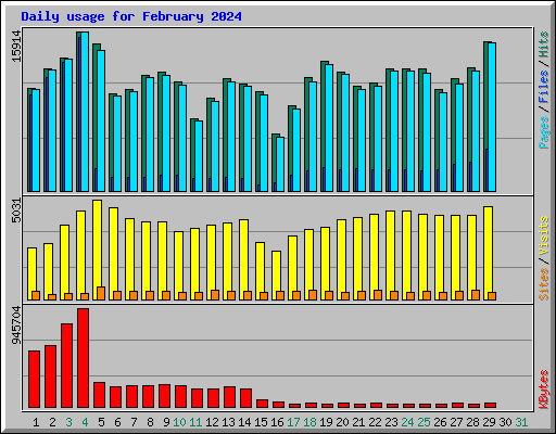 Daily usage for February 2024