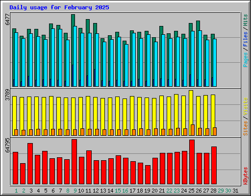 Daily usage for February 2025
